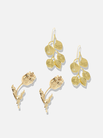 One-Of-A-Kind Gems Standout Set Of 2 Gold-Plated Contemporary Drop Earrings