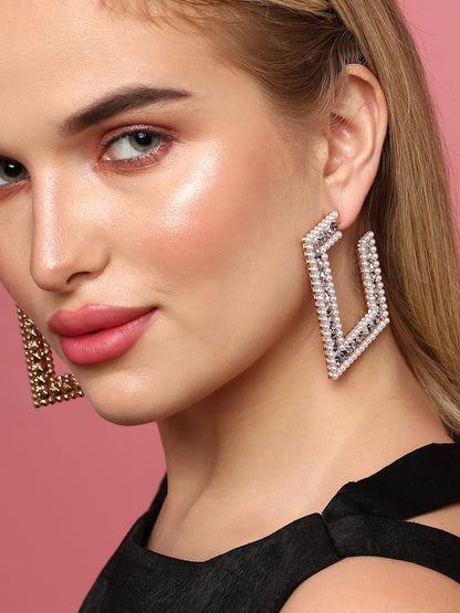 Pack Of 2 Gold-Plated Contemporary Drop Earrings