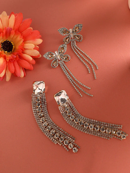 Pack Of 2 Gold-Plated Contemporary Drop Earrings