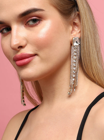 Pack Of 2 Gold-Plated Contemporary Drop Earrings