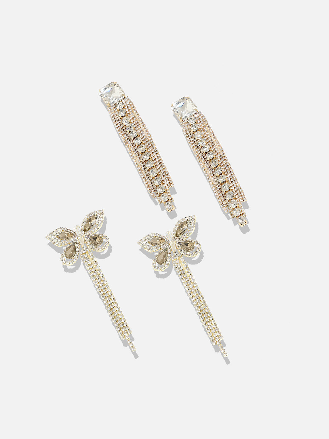 Pack Of 2 Gold-Plated Contemporary Drop Earrings