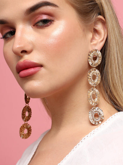 Unconventional Elegance Set Of 2 Gold-Plated Contemporary Drop Earrings
