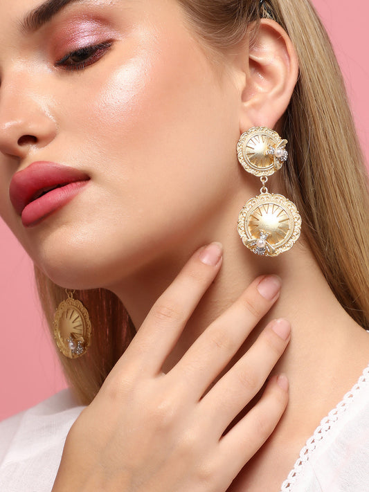 Pack Of 2 Gold-Plated Contemporary Drop Earrings