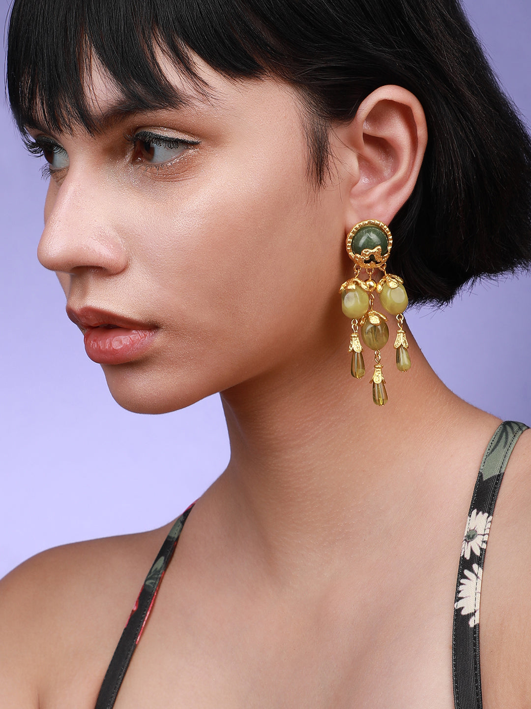 Pack Of 2 Gold-Plated Contemporary Drop Earrings