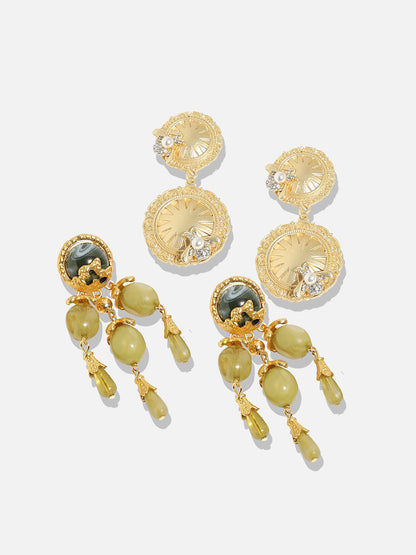 Pack Of 2 Gold-Plated Contemporary Drop Earrings