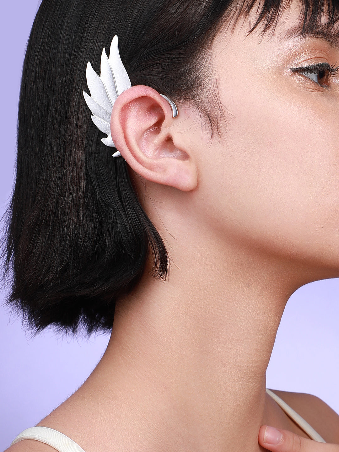 Set Of 2 Silver-Plated Contemporary Ear Cuff Earrings