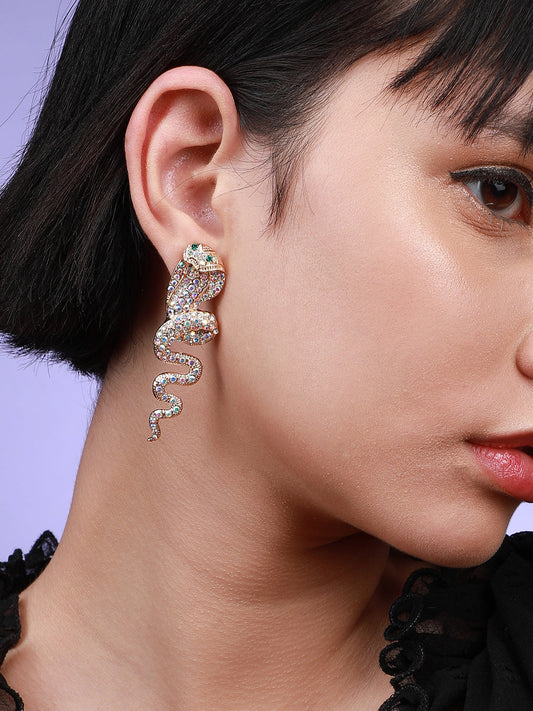 Set Of 2 Gold-Plated Contemporary Drop Earrings