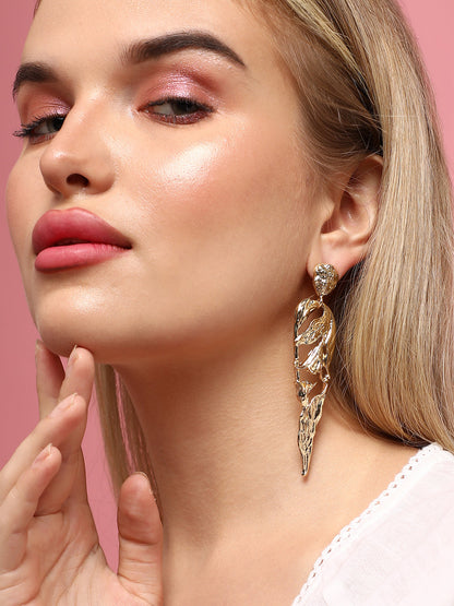 Set Of 2 Gold-Plated Contemporary Drop Earrings