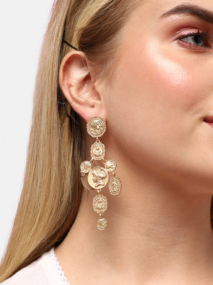Pack Of 2 Gold-Plated Contemporary Drop Earrings