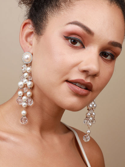 Set Of 2 Gold-Plated Contemporary Beaded Drop Earrings