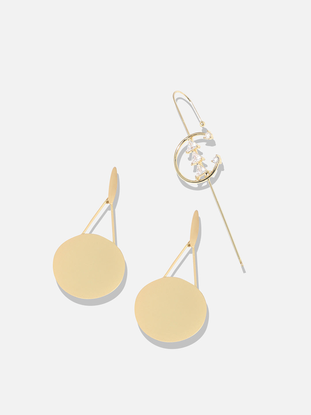 Glamour Fusion Fancy Set Of 2 Gold-Toned Contemporary Drop Earrings