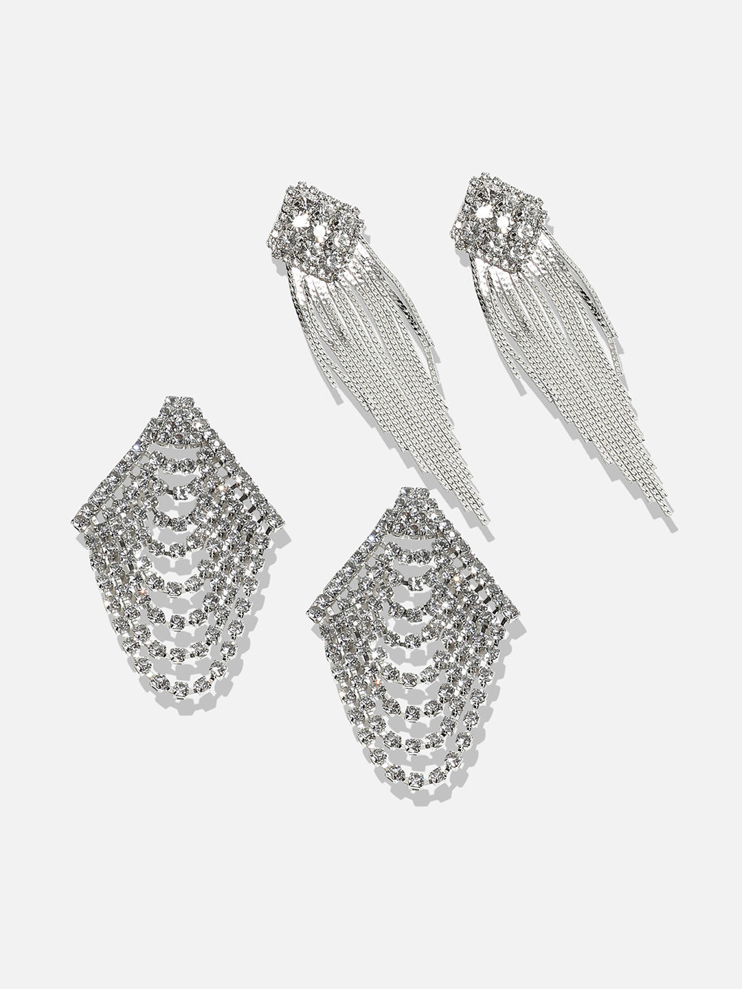 Pack Of 2 Silver-Plated Contemporary Drop Earrings