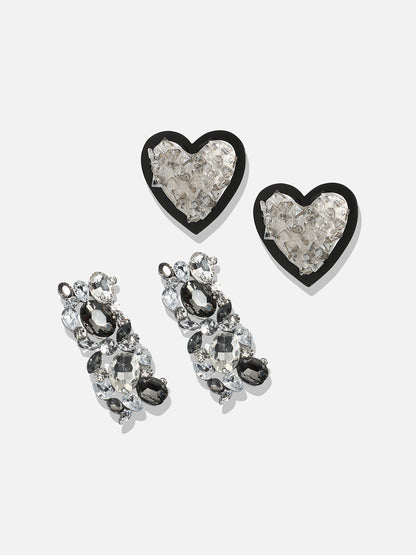 Pack Of 2 Silver-Plated Contemporary Drop Earrings
