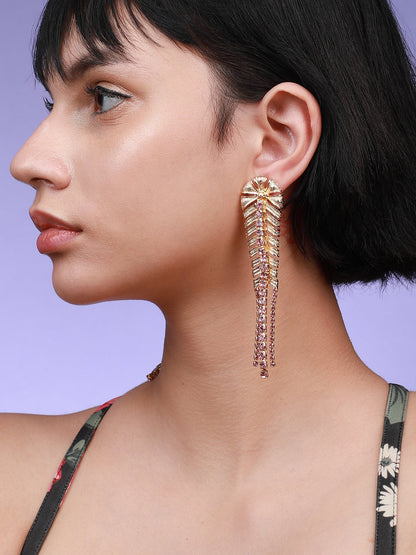 Set Of 2 Gold-Plated Contemporary Drop Earrings
