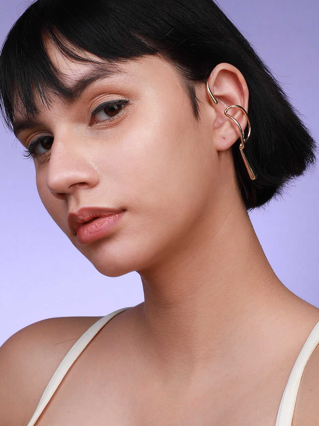 Set Of 2 Gold-Plated Contemporary Drop Earrings