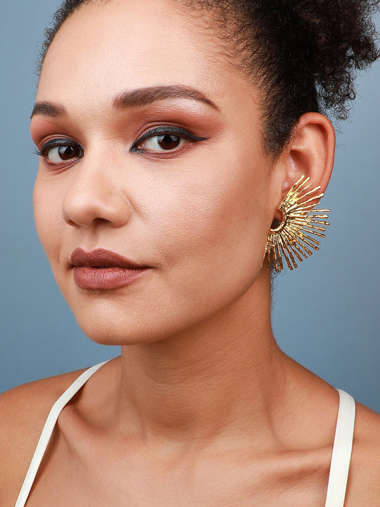 Set Of 2 Gold-Plated Contemporary Drop Earrings