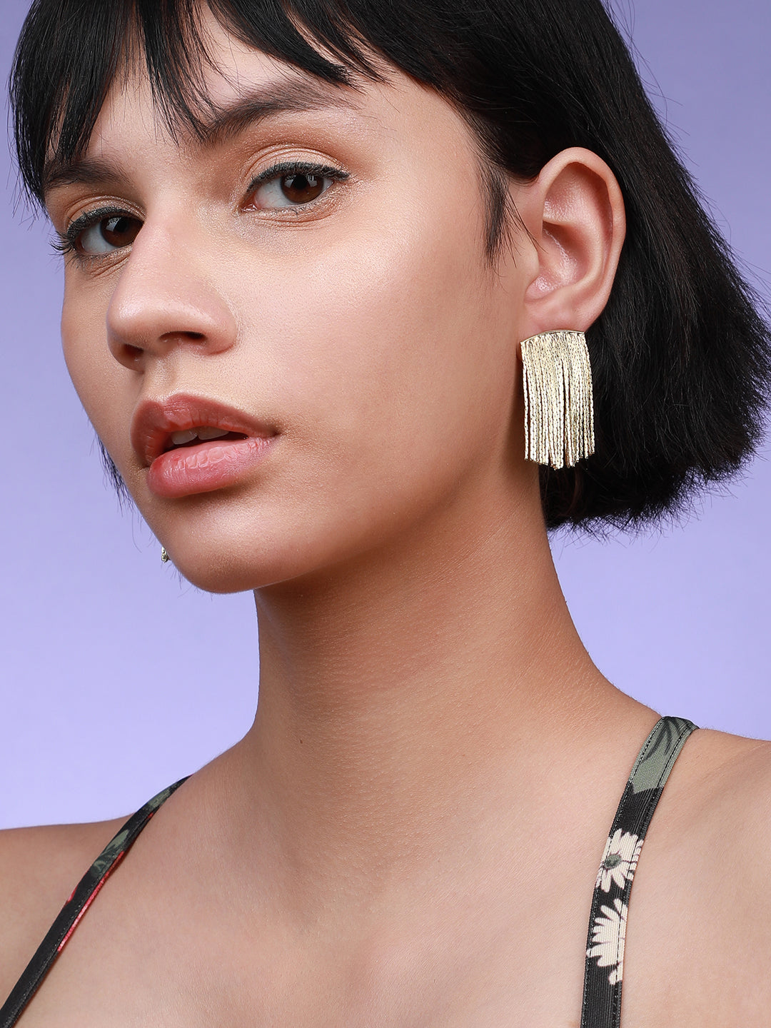 Set Of 2 Gold-Plated Contemporary Drop Earrings