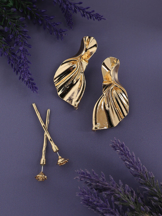 Dazzling Delights Set Of 2 Gold-Plated Contemporary Drop Earrings