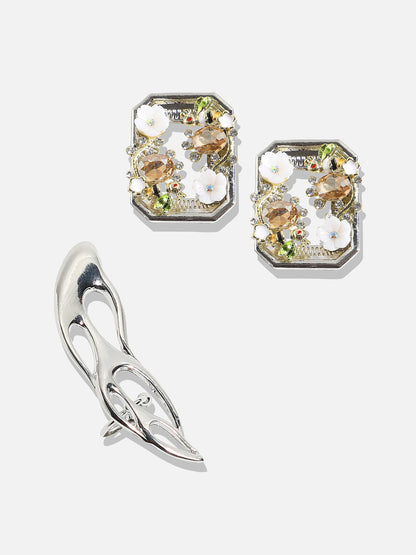 Set Of 2 Gold-Plated Contemporary Studs Earrings