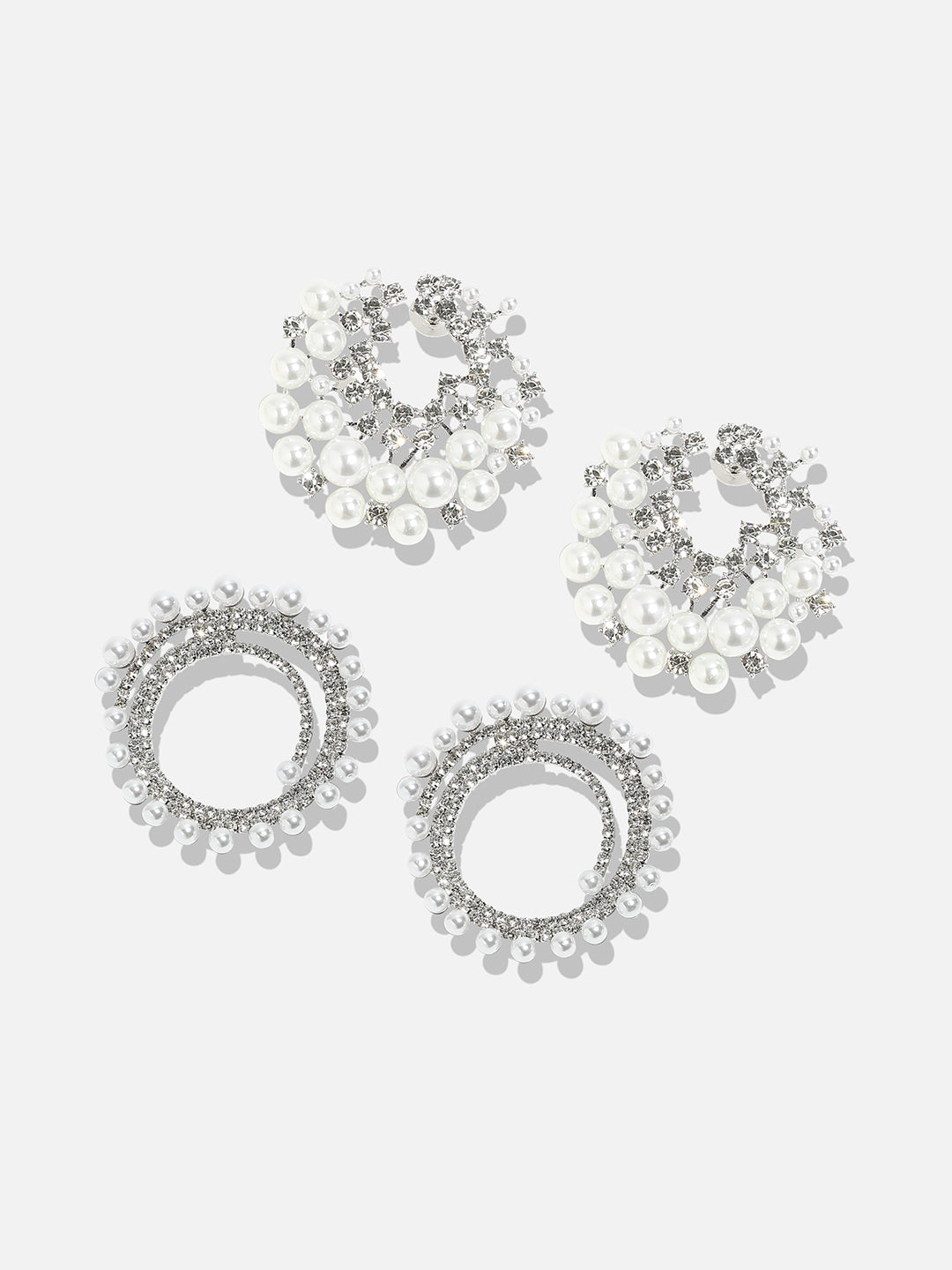 Set Of 2 Silver-Plated Contemporary Studs Earrings