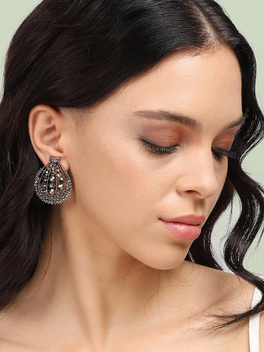Set Of 2 Silver-Plated Contemporary Stud Earrings