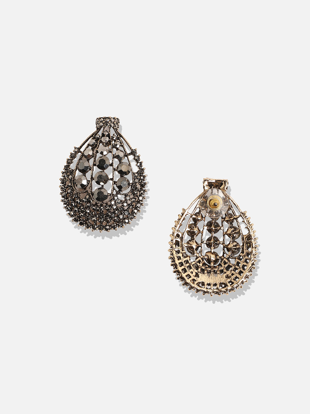 Set Of 2 Silver-Plated Contemporary Stud Earrings