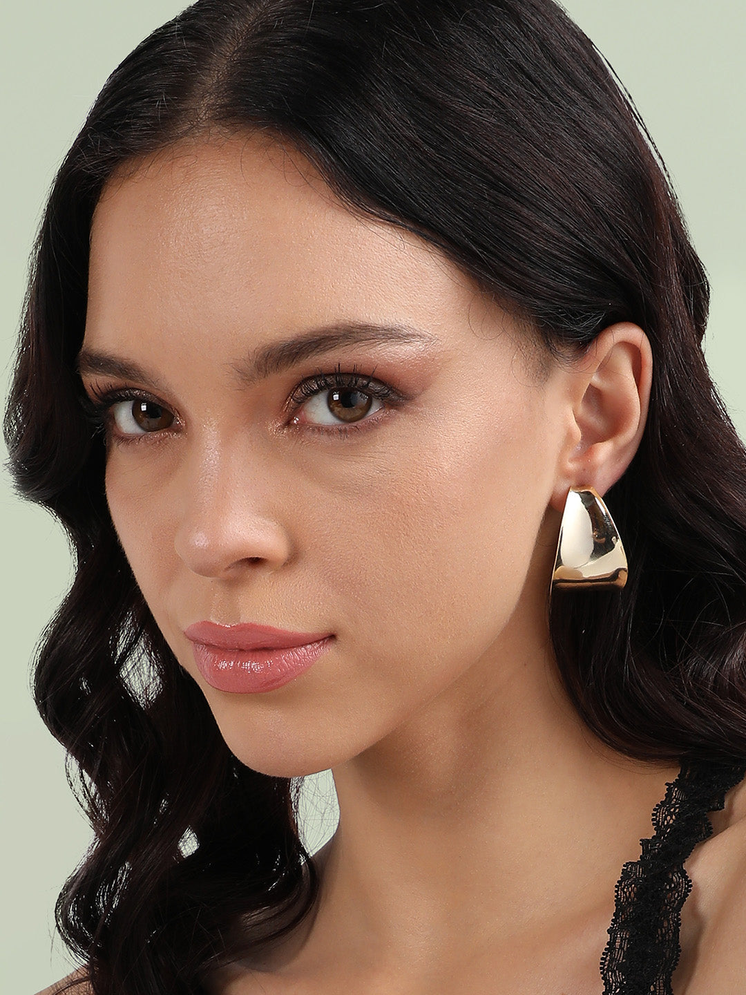 Set Of 2 Gold-Plated Contemporary Drop Earrings