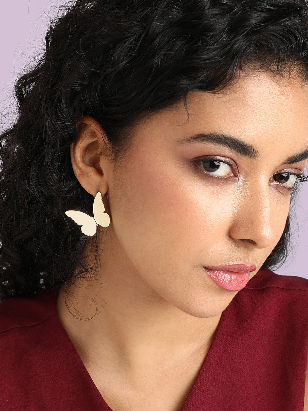 Set Of 2 Gold-Plated Contemporary Drop Earrings