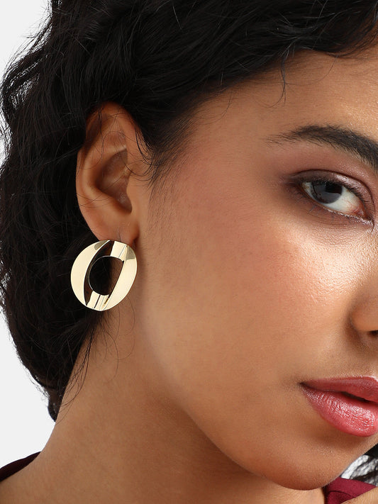 Set Of 2 Gold-Plated Contemporary Studs Earrings