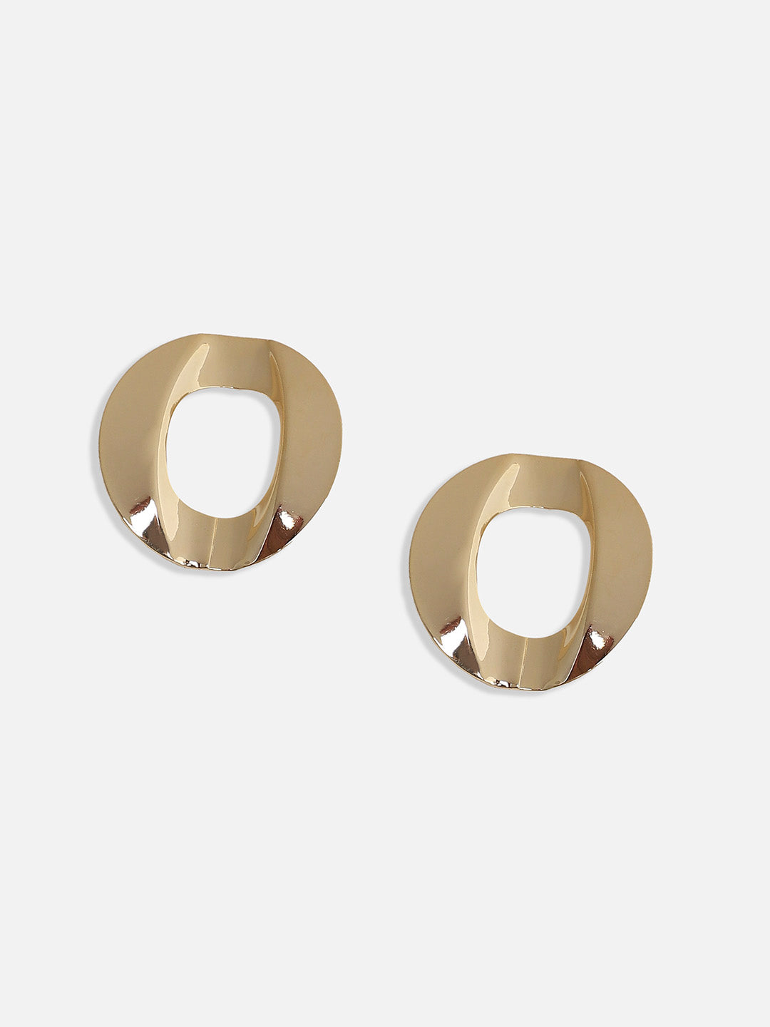 Set Of 2 Gold-Plated Contemporary Studs Earrings