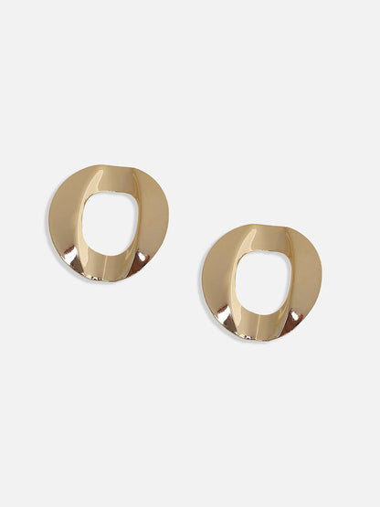 Set Of 2 Gold-Plated Contemporary Studs Earrings