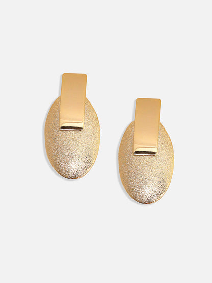 Set Of 2 Gold-Plated Contemporary Studs Earrings
