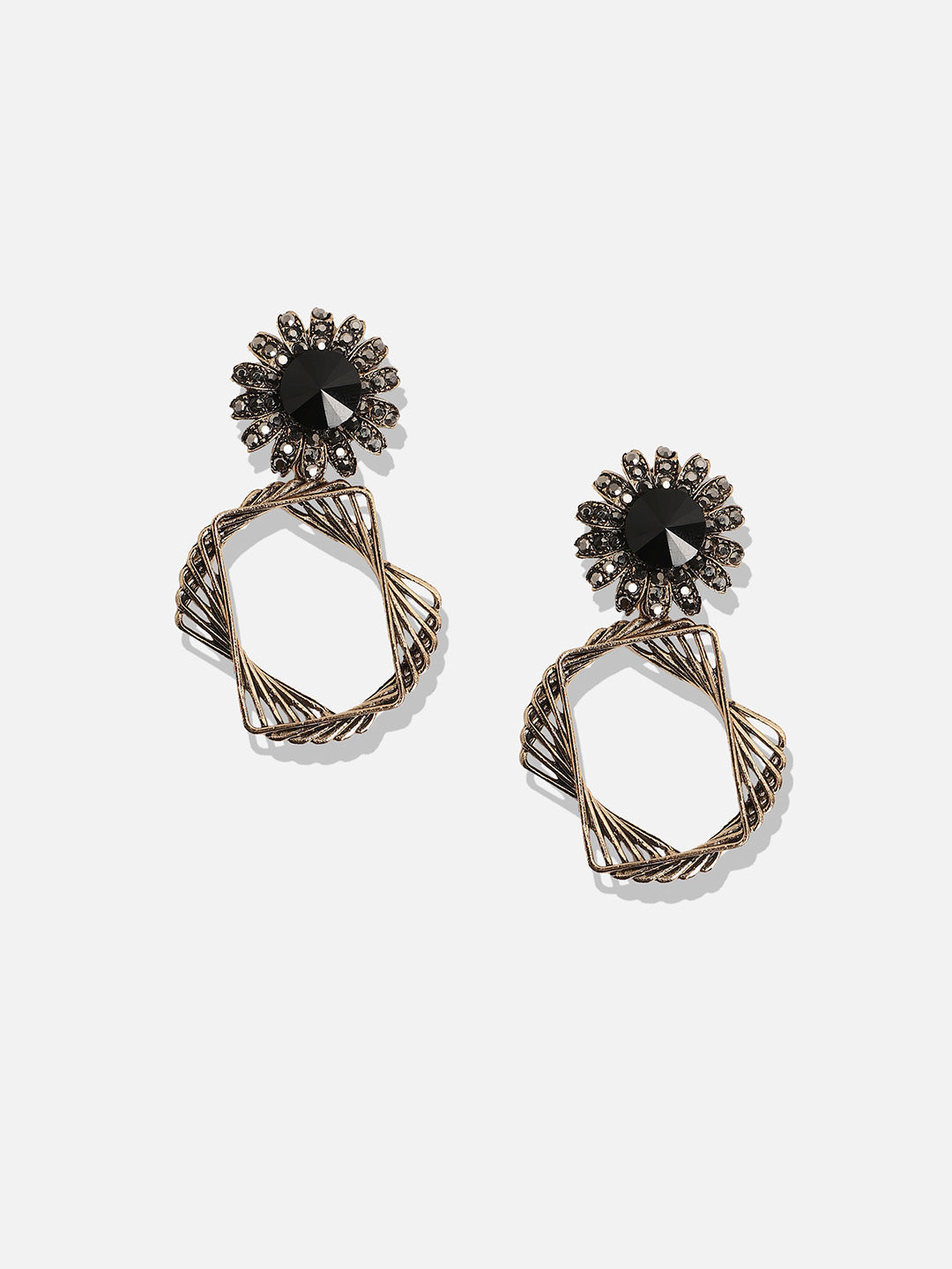 Set Of 2 Gold-Plated Contemporary Earrings