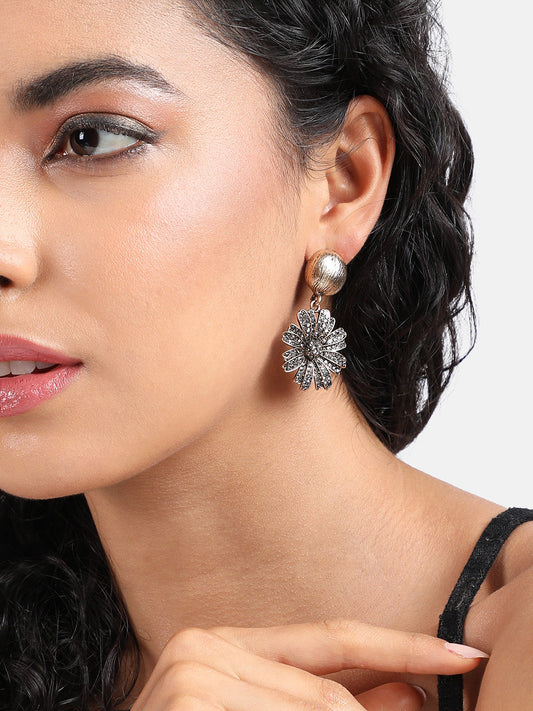 Set Of 2 Gold-Plated Contemporary Drop Earrings