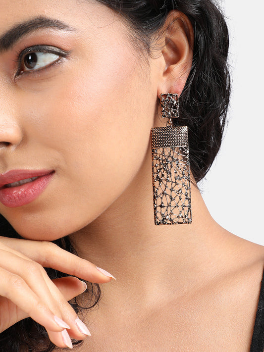 Set Of 2 Gold-Plated Contemporary Drop Earrings