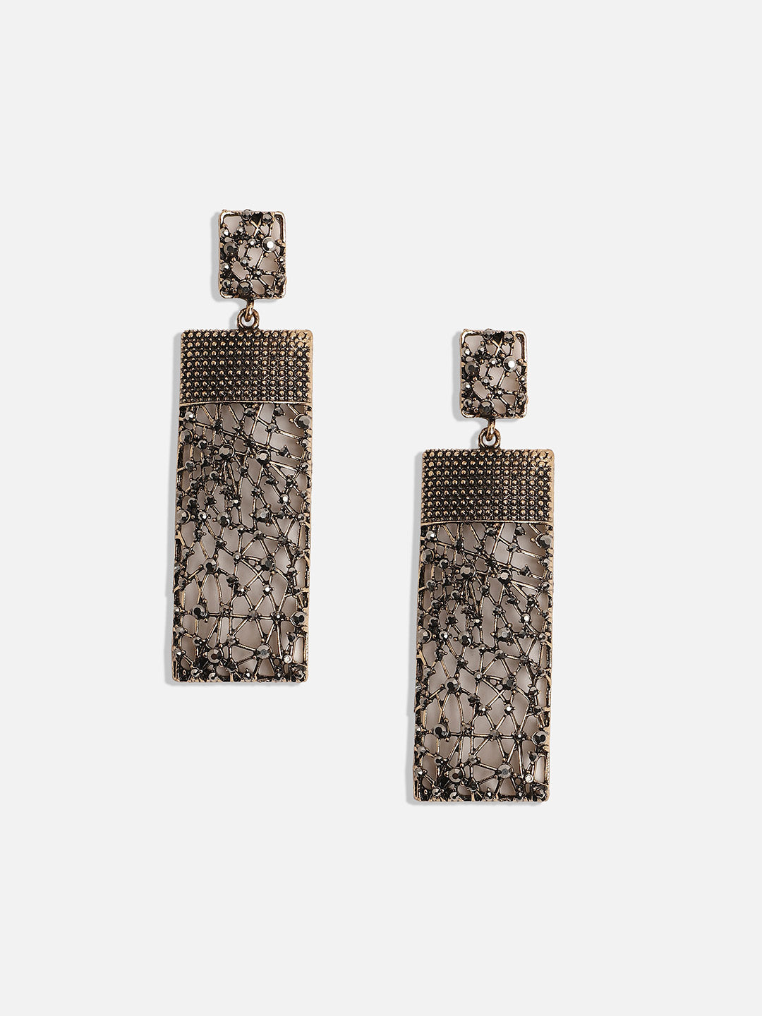 Set Of 2 Gold-Plated Contemporary Drop Earrings