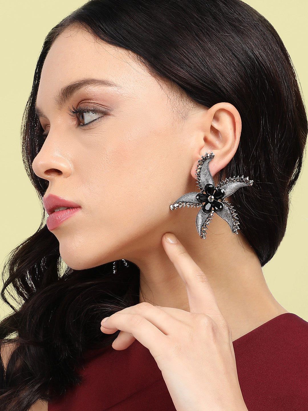 Set Of 2 Silver-Plated Contemporary Drop Earrings