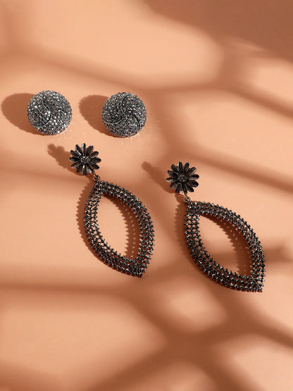 Set Of 2 Gold-Plated Contemporary Earrings