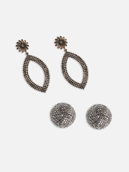 Set Of 2 Gold-Plated Contemporary Earrings