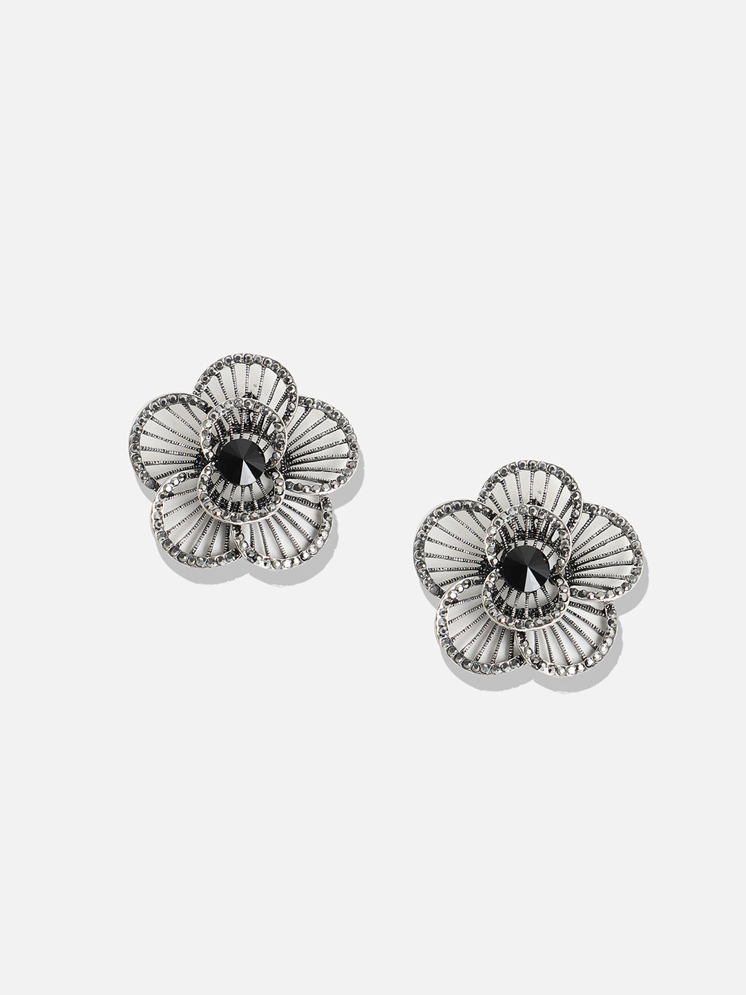 Set Of 2 Silver-Plated Contemporary Stud Earrings