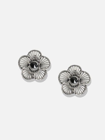 Set Of 2 Silver-Plated Contemporary Stud Earrings