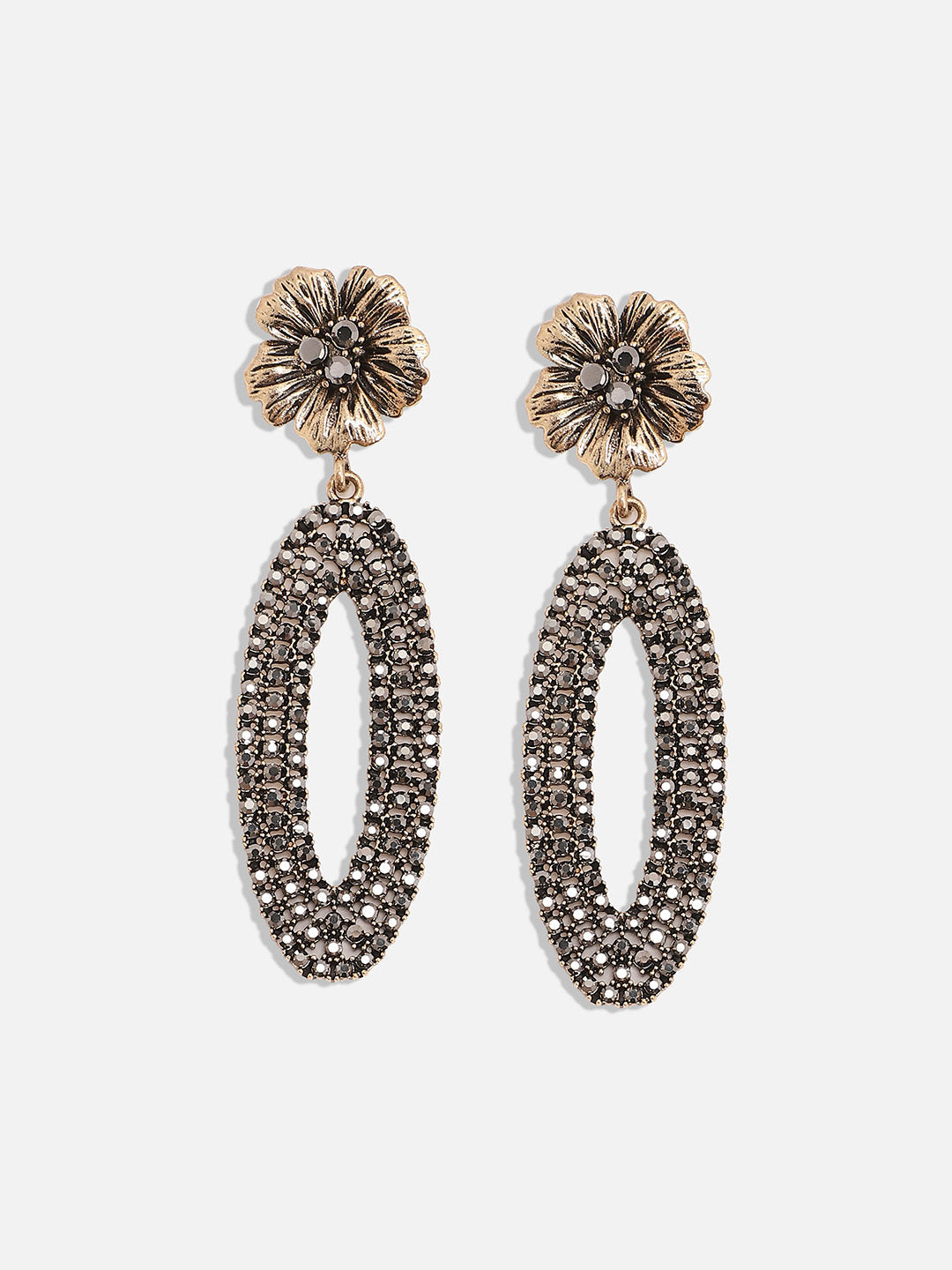 Set Of 2 Gold-Plated Contemporary Drop Earrings