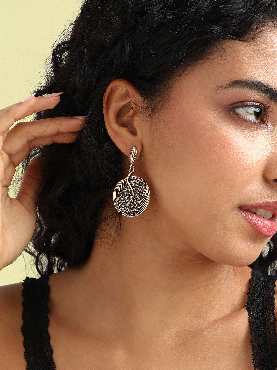 Set Of 2 Gold-Plated Contemporary Drop Earrings