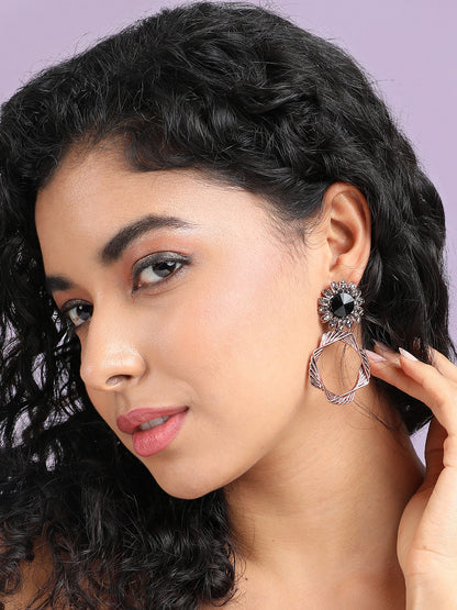 Set Of 2 Rose Gold-Plated Contemporary Drop Earrings