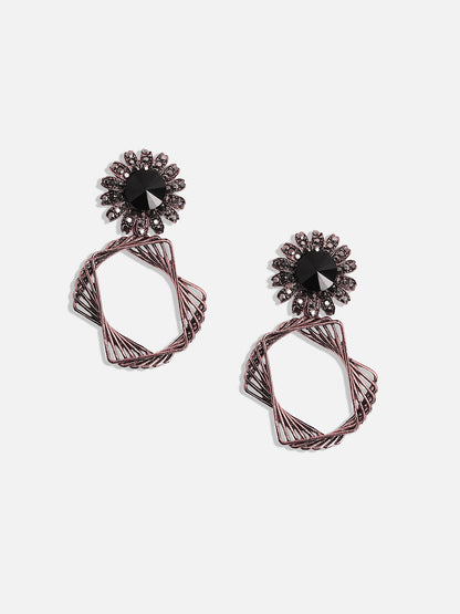 Set Of 2 Rose Gold-Plated Contemporary Drop Earrings