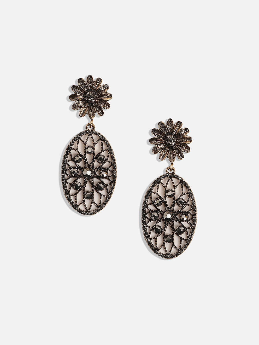 Set Of 2 Rose Gold-Plated Contemporary Drop Earrings