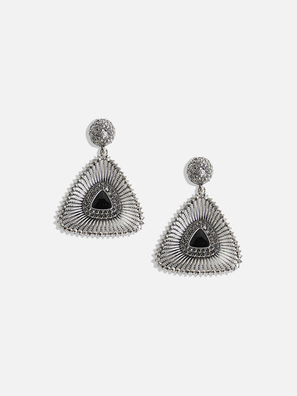 Set Of 2 Silver-Plated Contemporary Drop Earrings