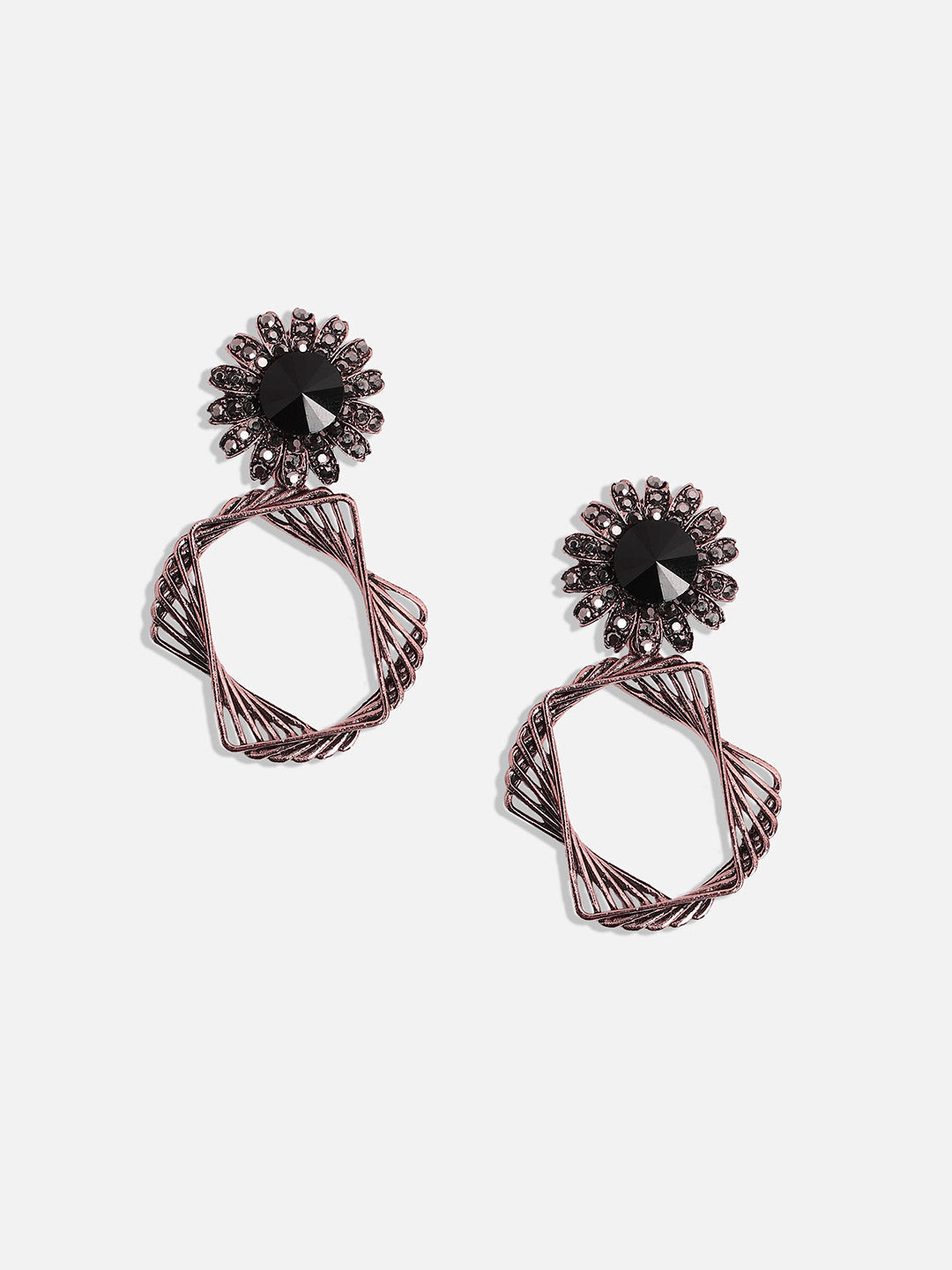 Set Of 2 Silver-Plated Contemporary Drop Earrings