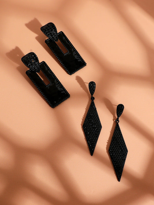 Set Of 2 Copper-Plated Contemporary Drop Earrings