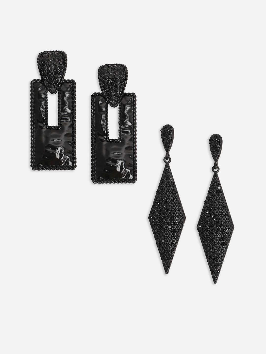 Set Of 2 Copper-Plated Contemporary Drop Earrings